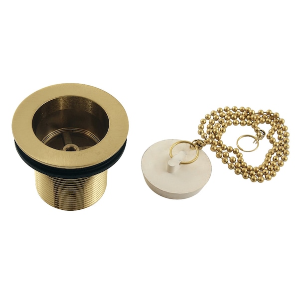 112 Chain and Stopper Tub Drain with 134 Body Thread, Brushed Brass